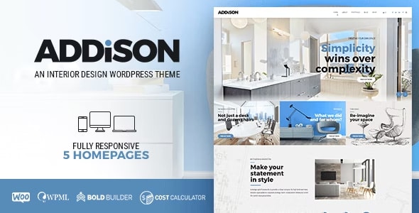 Free Addison Theme 1.4.2 with GPL license for architecture and interior design at Free Digital Hub